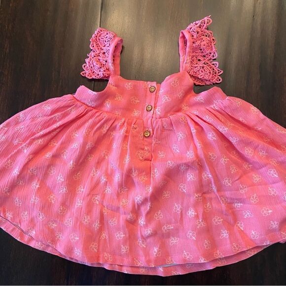 Baby Girl Jessica Simpson Pink Sleeveless Lace Stitch Dress Size 18-24M - Picture 6 of 8